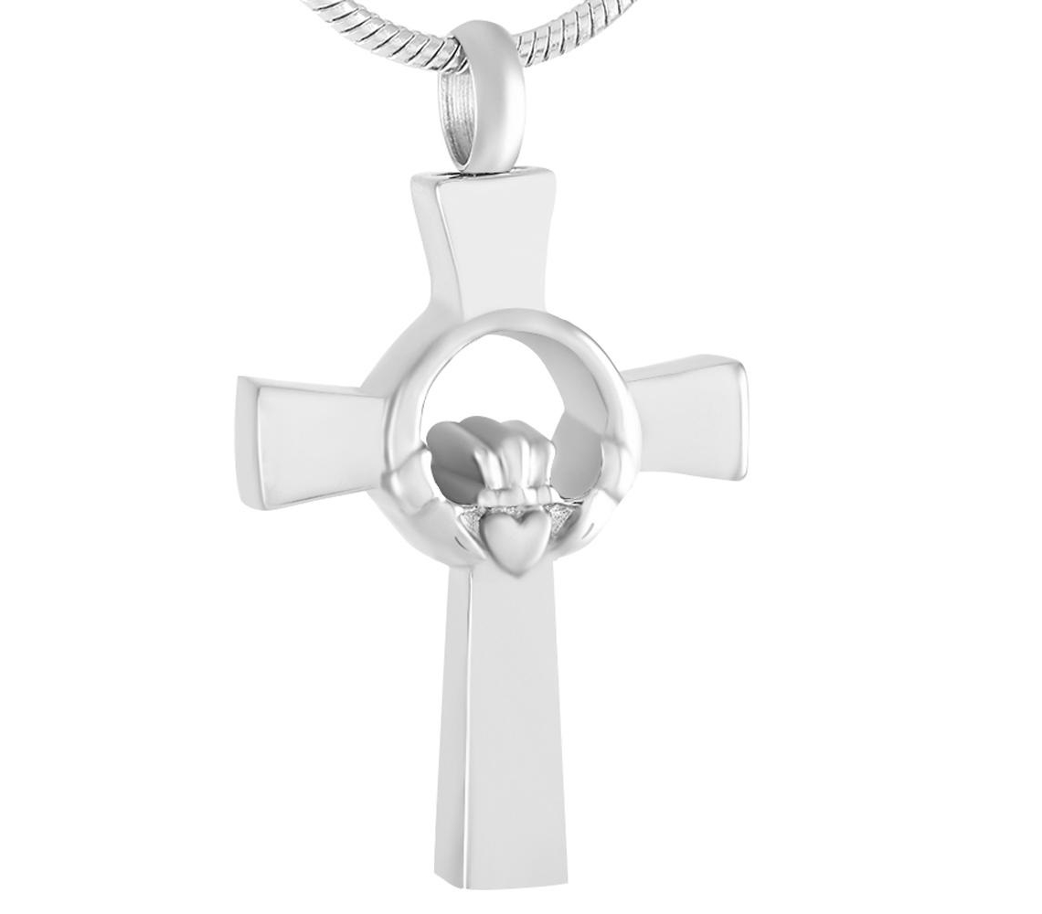 ashes jewellery stainless steel claddagh cross necklace memorial urn