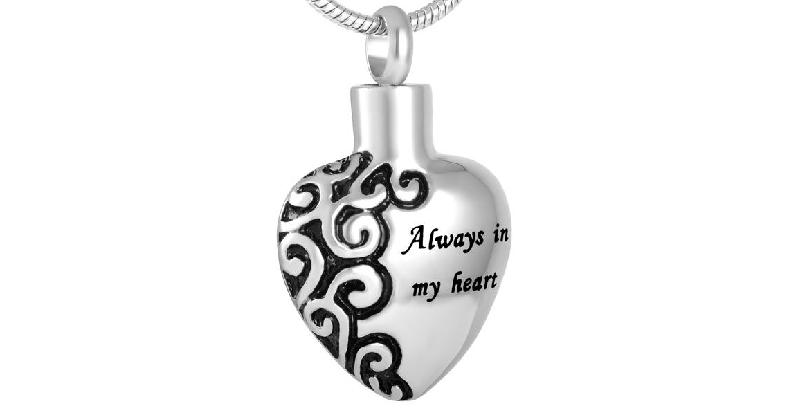 ashes jewellery stainless steel always in my heart necklace memorial urn