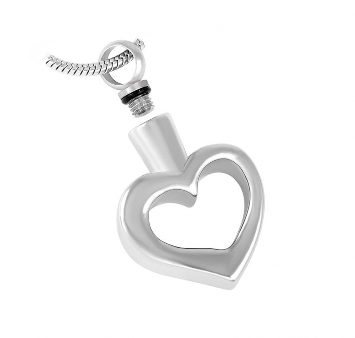 ashes jewellery stainless steel open heart necklace memorial urn