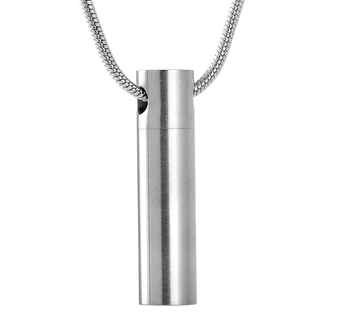 ashes jewellery stainless steel cylinder necklace memorial urn