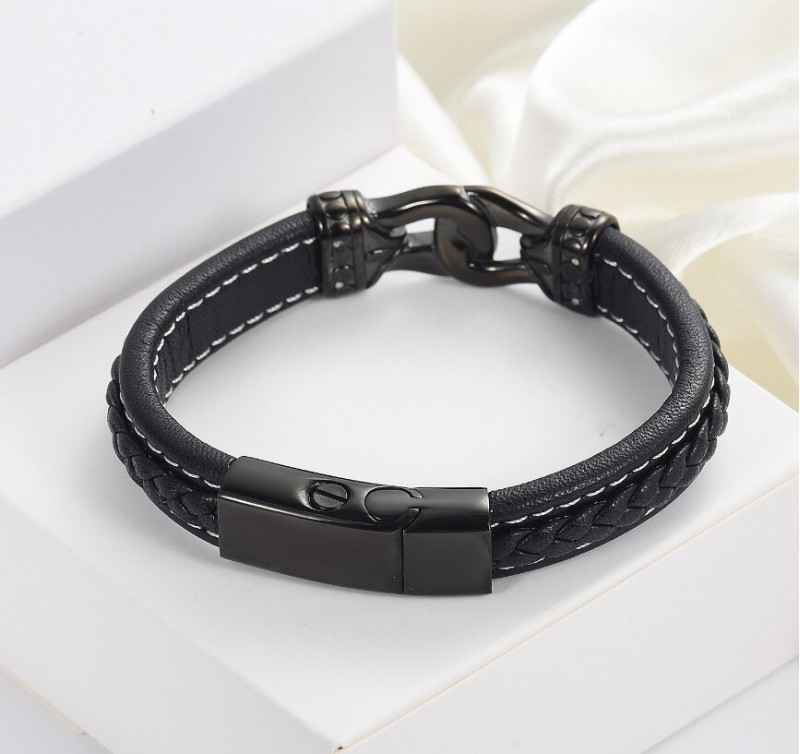 ashes jewellery mens Black Leather, white str