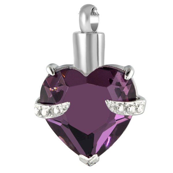 Ashes Jewellery stainless steel Purple Heart 