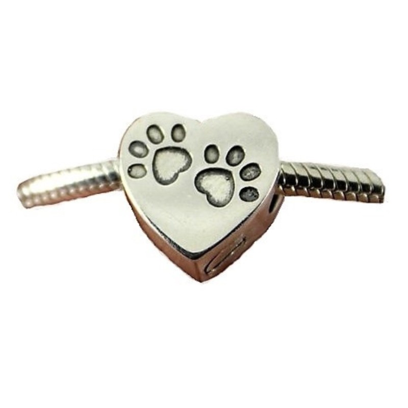 Pet ashes urn charm Paws in heart cat or dog