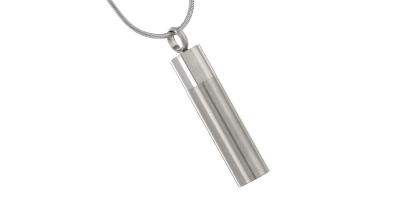 ashes jewellery stainless steel large cylinder necklace memorial urn