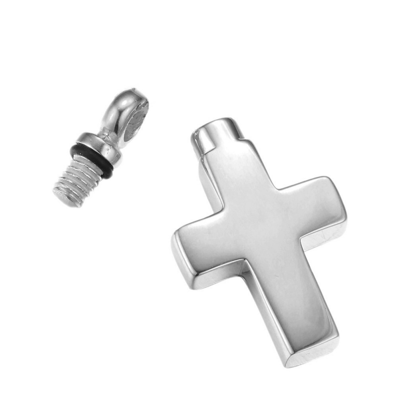 ashes jewellery stainless steel plain cross necklace memorial urn