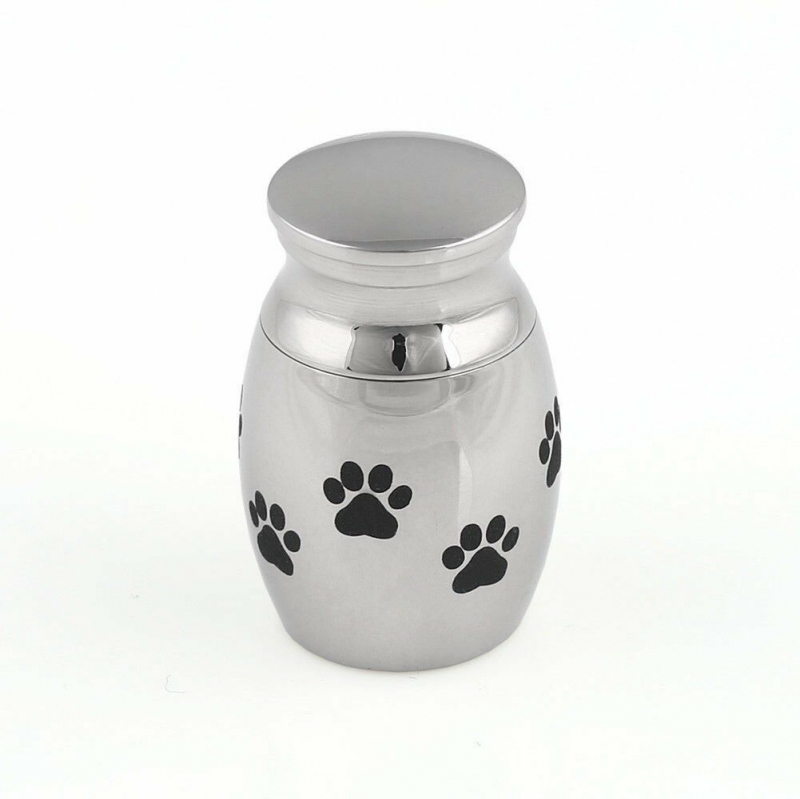 Small Cremation Urn for Pet Ashes Mini Pet Paw Keepsake Urn Stainless Steel Memorial Keepsake Urns for Dogs Cats Ashes Holder 