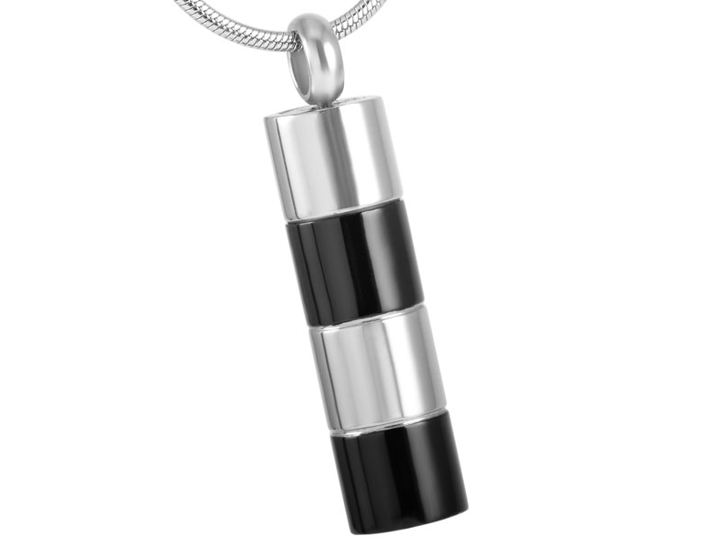 ashes jewellery stainless steel double bands cylinder necklace memorial urn